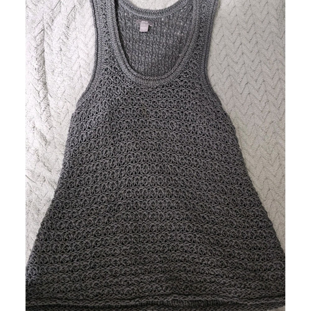 Aerie Womens Top Sz S Sleeveless Tank Top Chunky Crochet Open Knit Sage Green